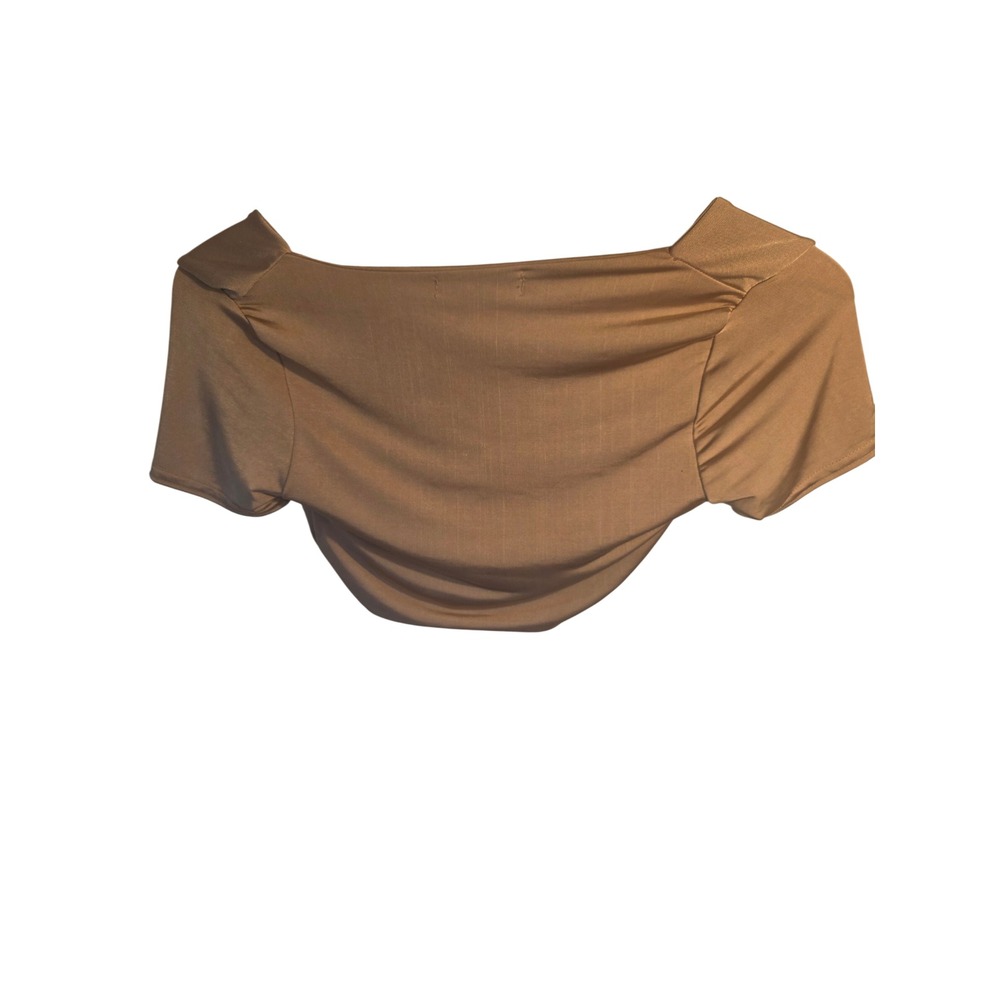 Missguided Womens Bronze Twist Front Off Shoulder Crop Top Brown Size US 2